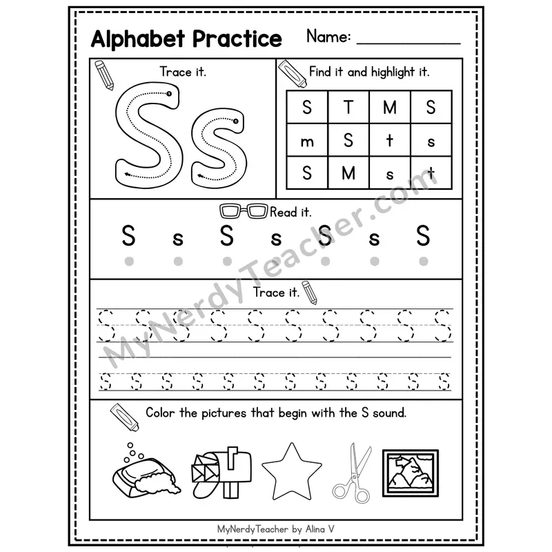 Letter D Alphabet Practice Worksheet — Trace Find Read and Beginning Sounds