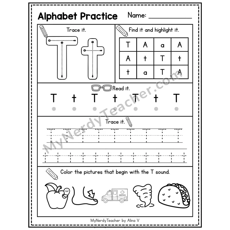 Letter B Alphabet Practice Worksheet — Trace Find Read and Beginning Sounds