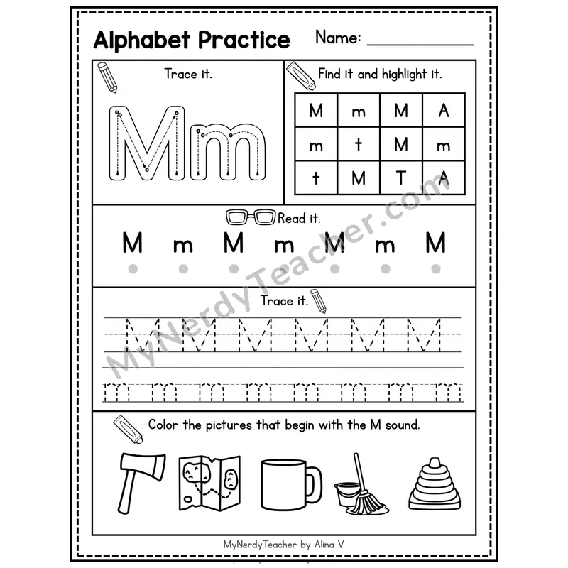Letter C Alphabet Practice Worksheet — Trace Find Read and Beginning Sounds