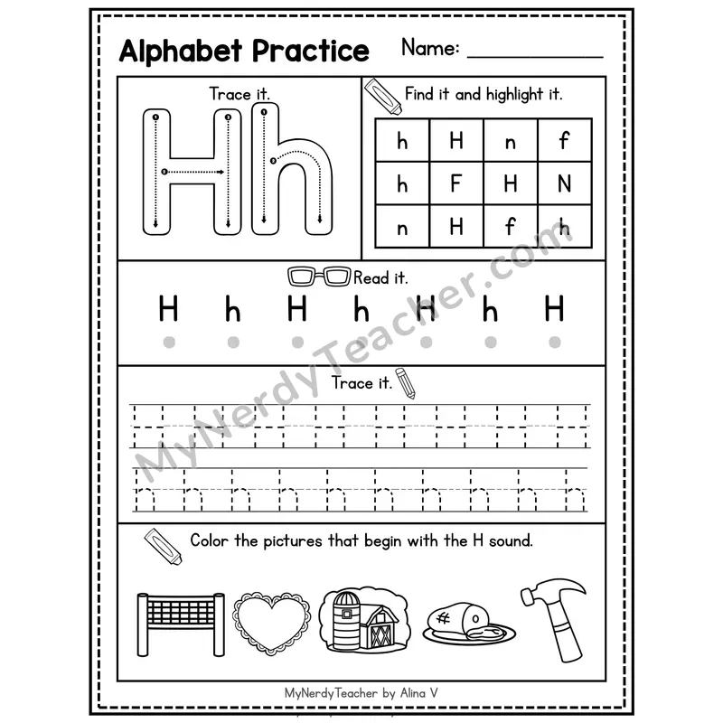 Letter K Alphabet Practice Worksheet — Trace Find Read and Beginning Sounds