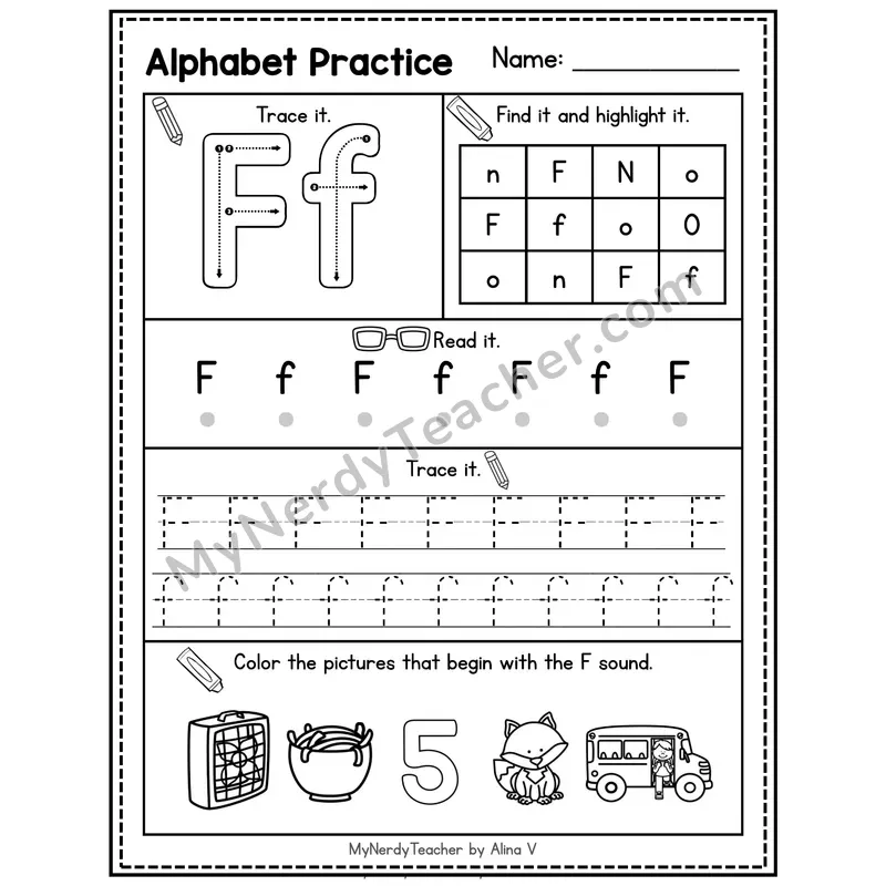 Letter J Alphabet Practice Worksheet — Trace Find Read and Beginning Sounds