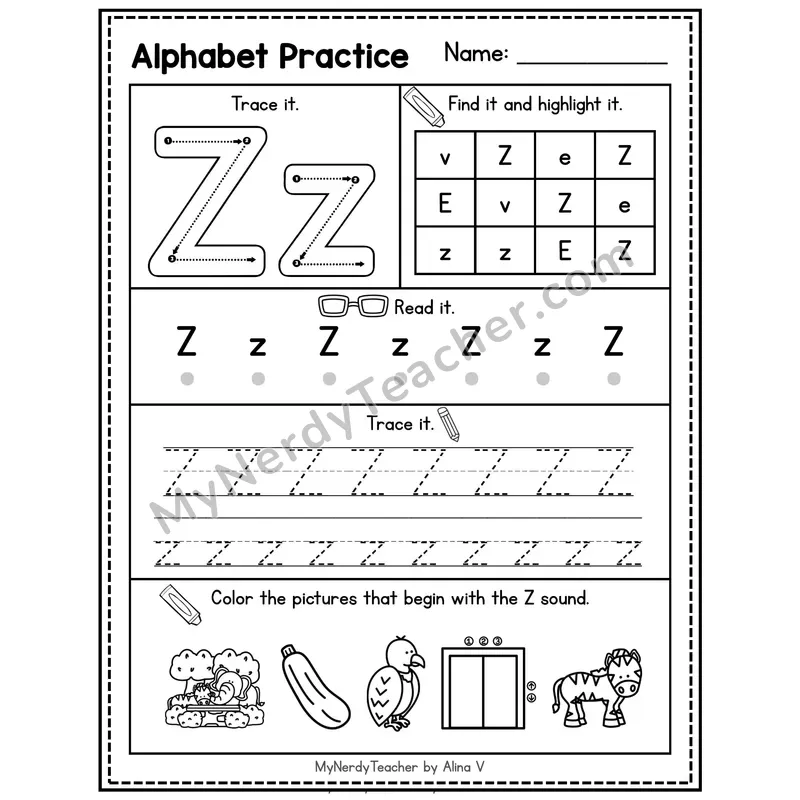 Letter V Alphabet Practice Worksheet — Trace Find Read and Beginning Sounds