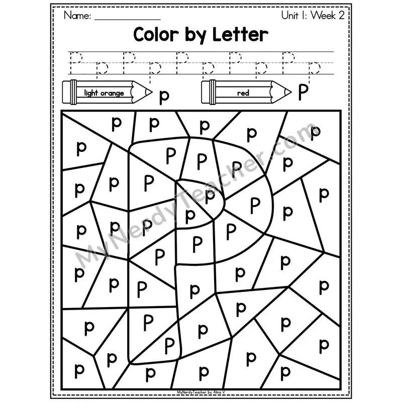 Letter E Color by Code Worksheet — Uppercase and Lowercase Letter Recognition