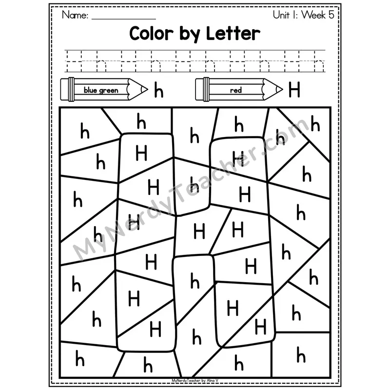 Letter K Color by Code Worksheet — Uppercase and Lowercase Letter Recognition
