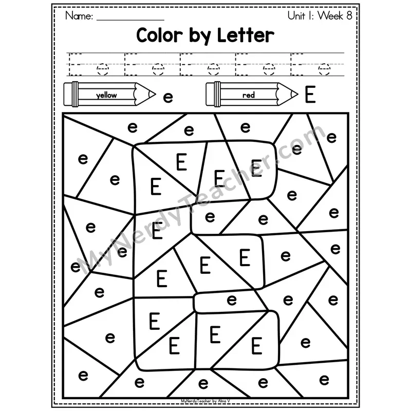 Letter T Color by Code Worksheet — Uppercase and Lowercase Letter Recognition