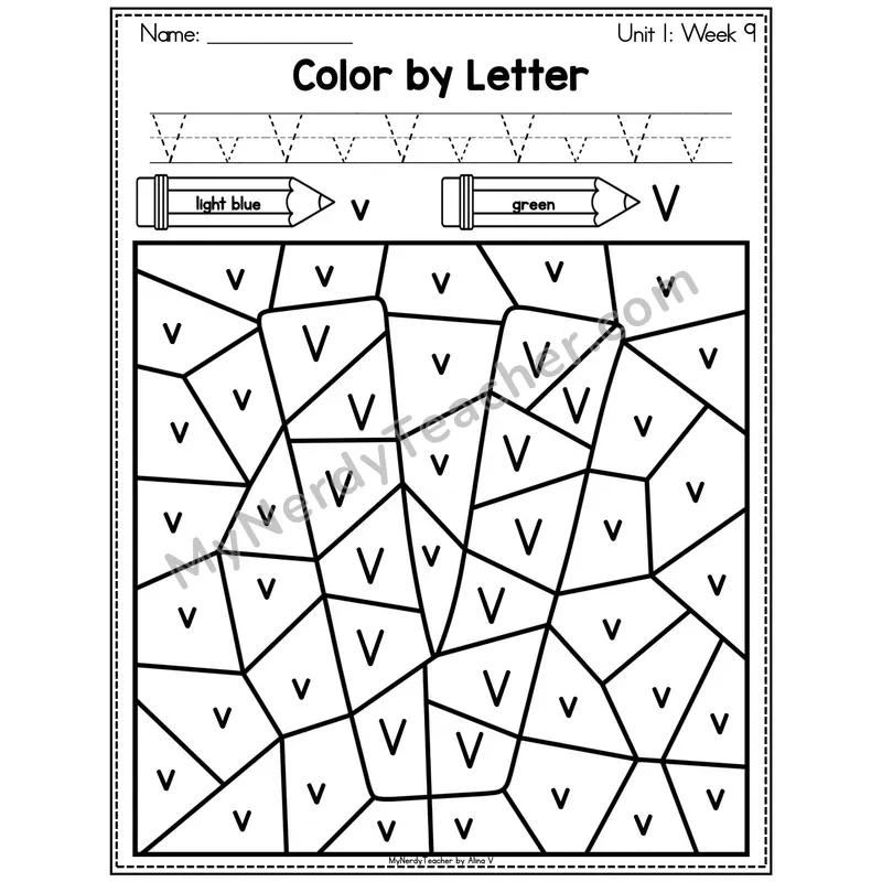 Letter U Color by Code Worksheet — Uppercase and Lowercase Letter Recognition