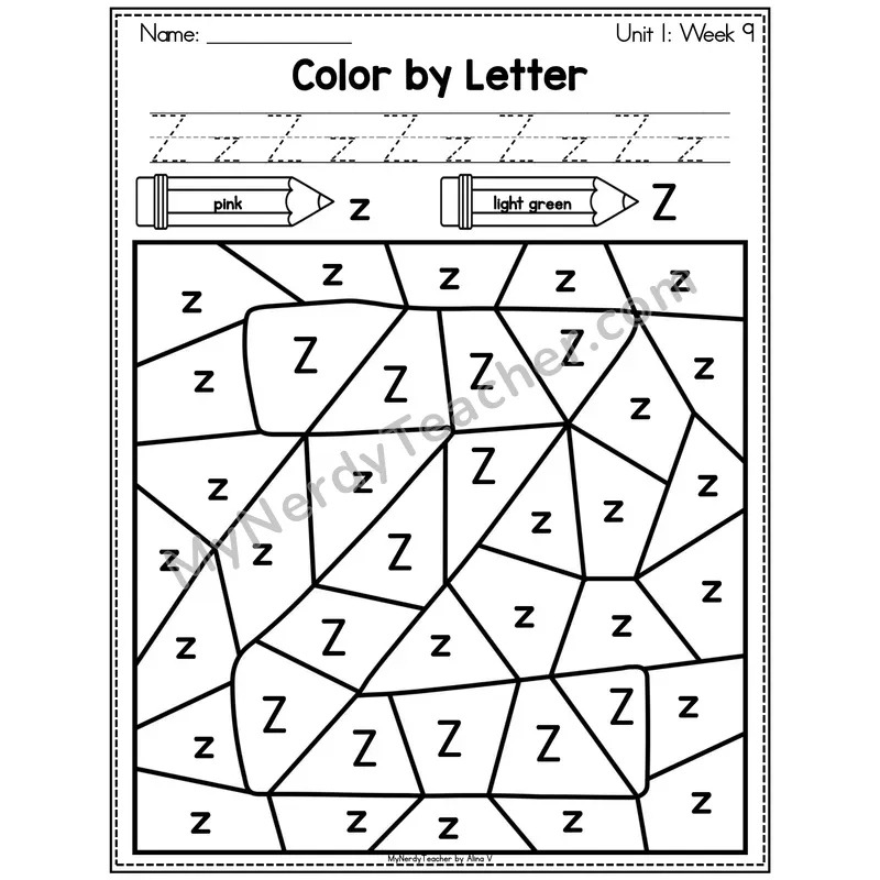 Letter V Color by Code Worksheet — Uppercase and Lowercase Letter Recognition