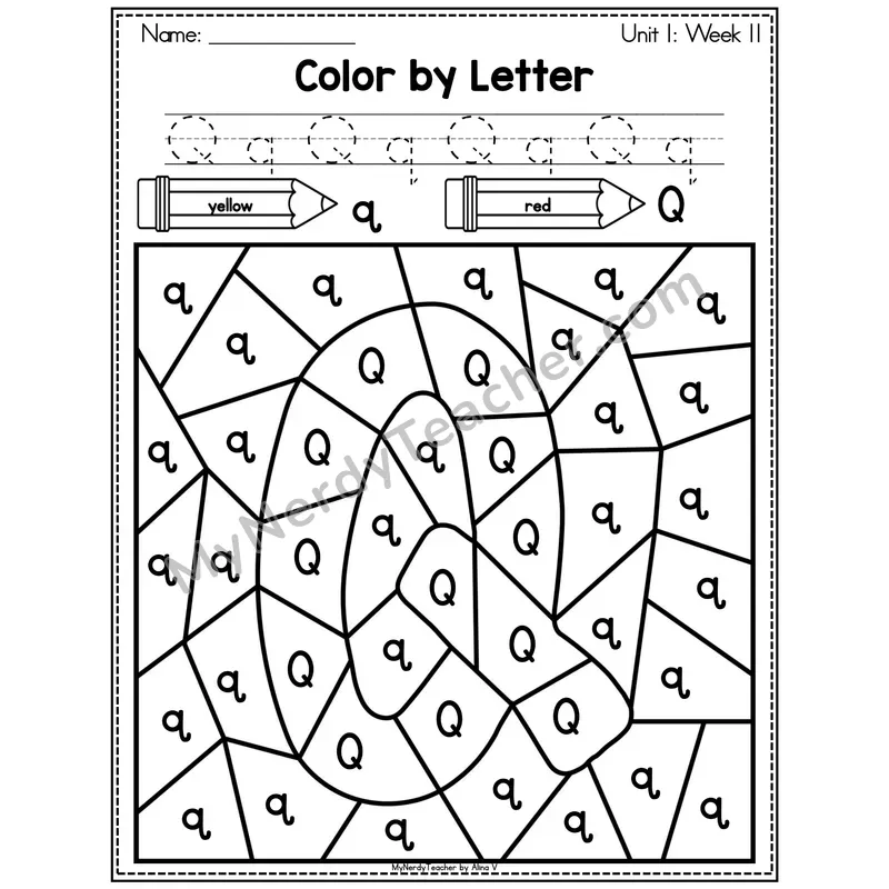 Letter Y Color by Code Worksheet — Uppercase and Lowercase Letter Recognition