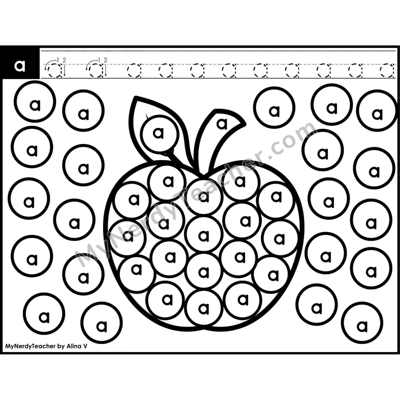 Lowercase Letter a Dab a Dot Worksheet — Letter Recognition Center
