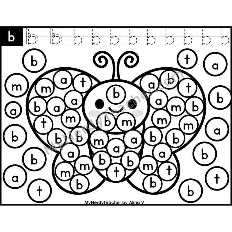 Lowercase Letter b Dab a Dot Worksheet — Letter Recognition Center