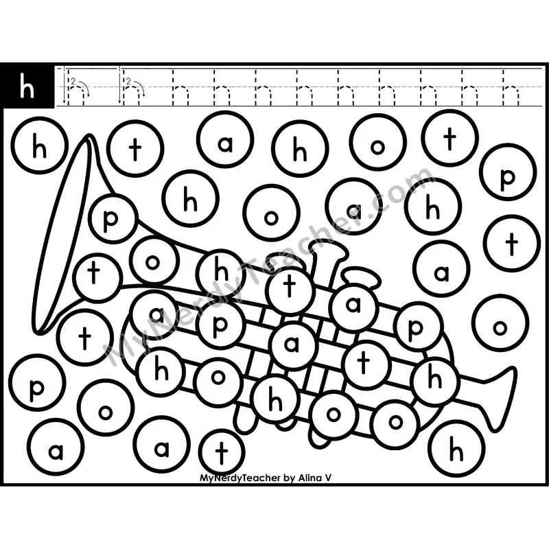 Lowercase Letter h Dab a Dot Worksheet — Letter Recognition Center