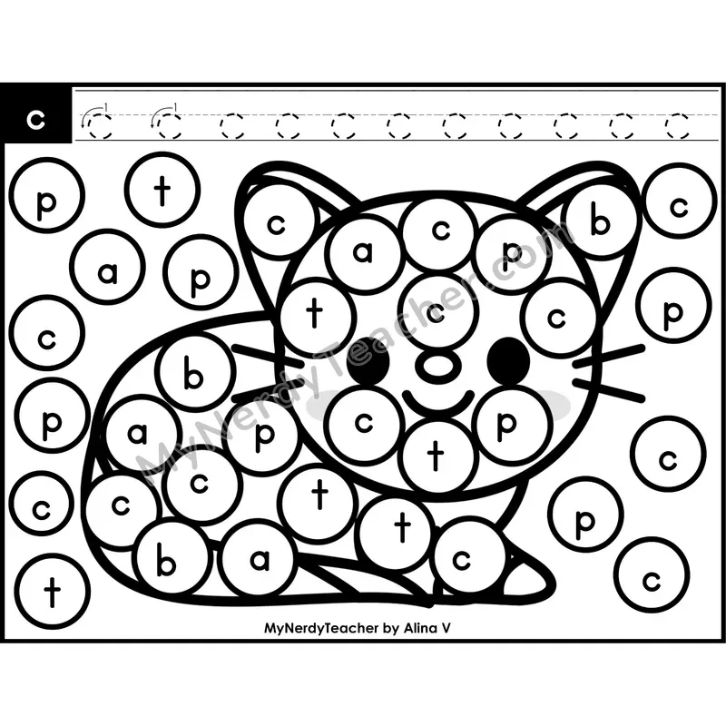 Lowercase Letter c Dab a Dot Worksheet — Letter Recognition Center