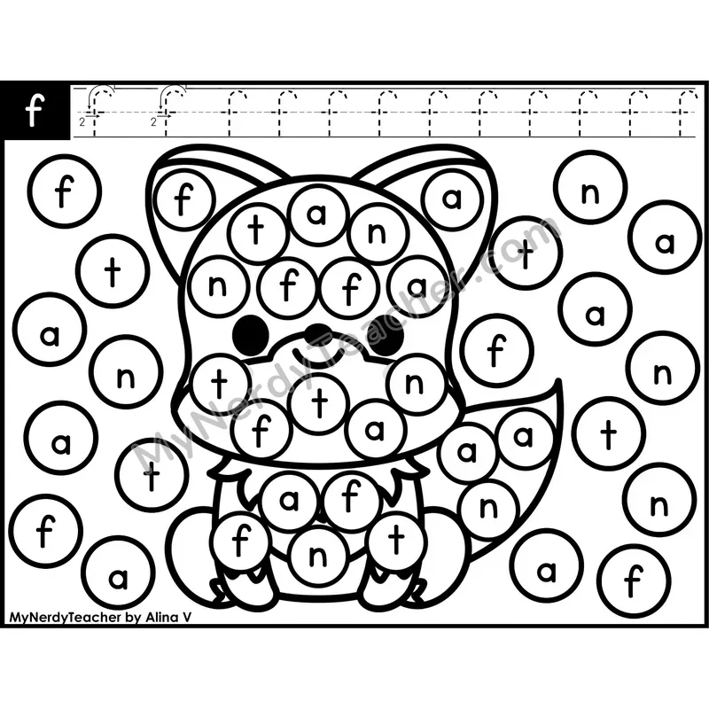 Lowercase Letter f Dab a Dot Worksheet — Letter Recognition Center