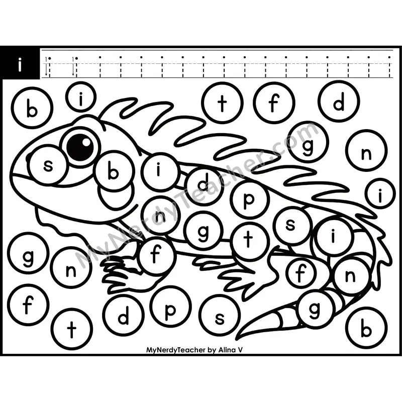 Lowercase Letter i Dab a Dot Worksheet — Letter Recognition Center