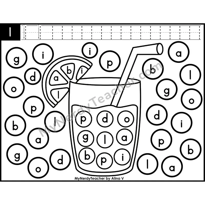 Lowercase Letter l Dab a Dot Worksheet — Letter Recognition Center