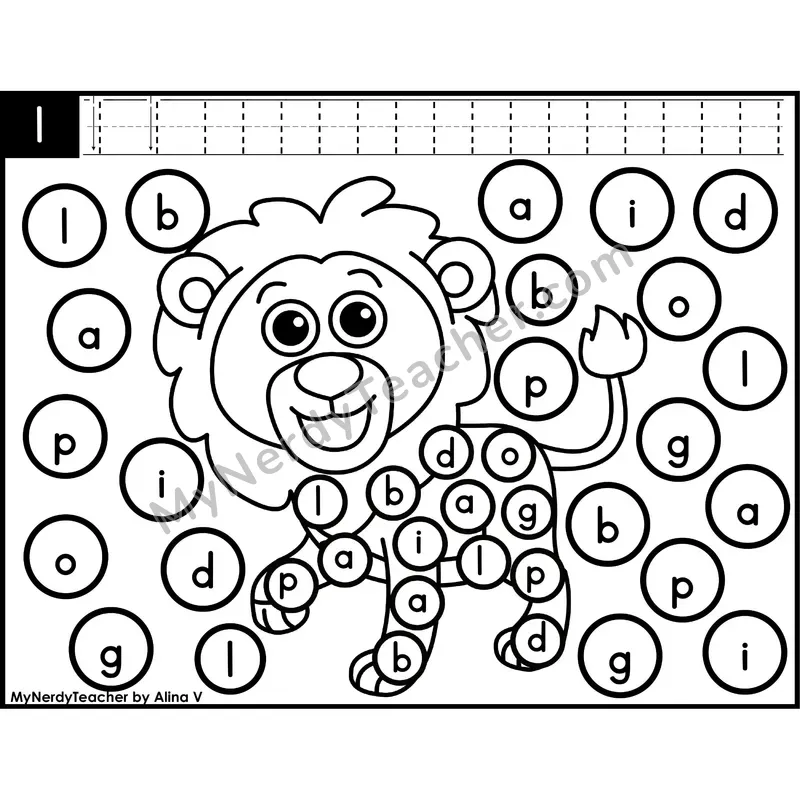 Lowercase Letter l Dab a Dot Worksheet — Letter Recognition Center
