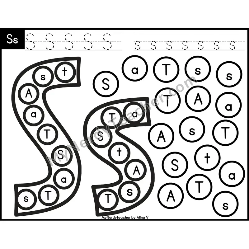 Letter Ss Dab a Dot Worksheet — Uppercase and Lowercase Letter Recognition