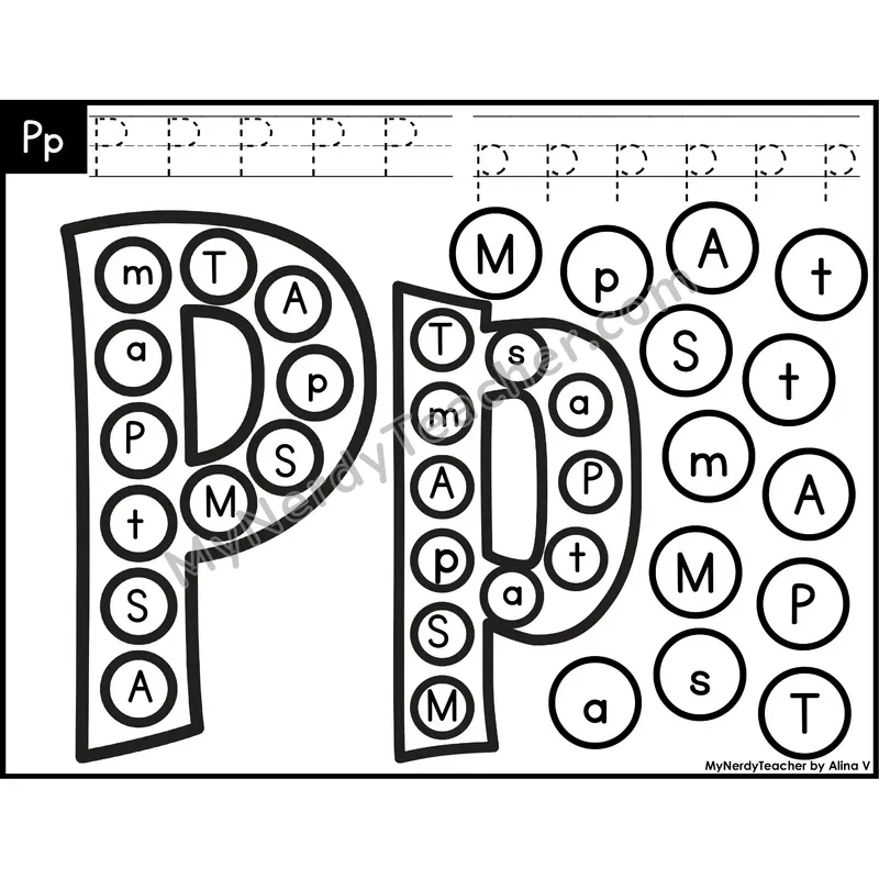 Letter Pp Dab a Dot Worksheet — Uppercase and Lowercase Letter Recognition