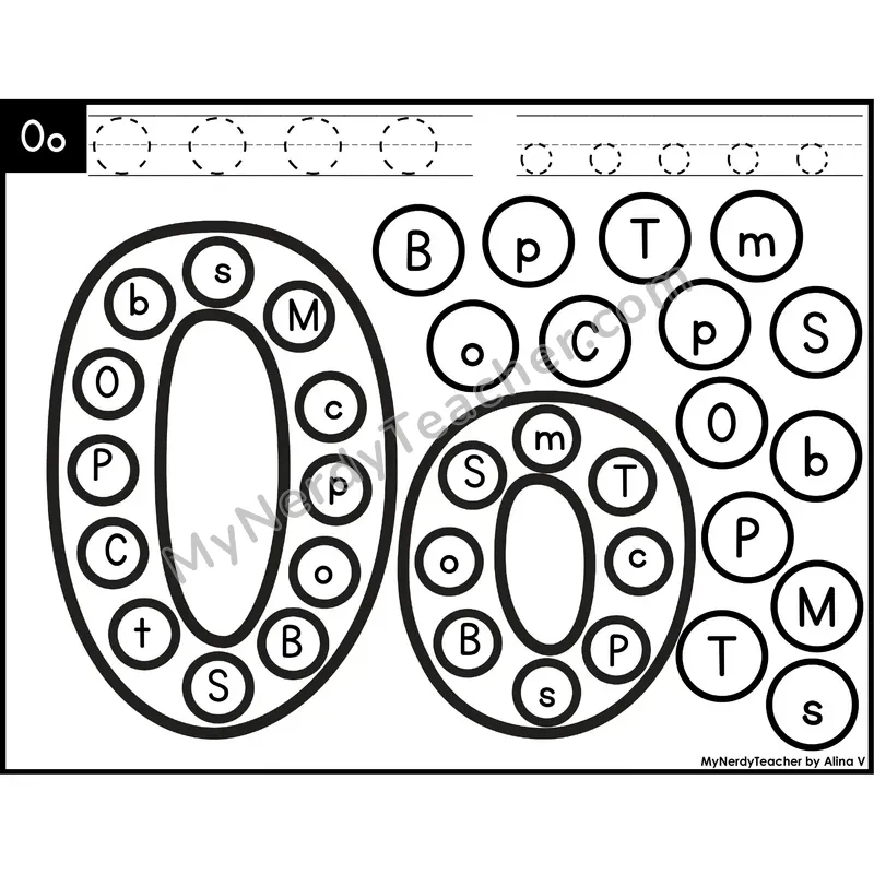 Letter Oo Dab a Dot Worksheet — Uppercase and Lowercase Letter Recognition