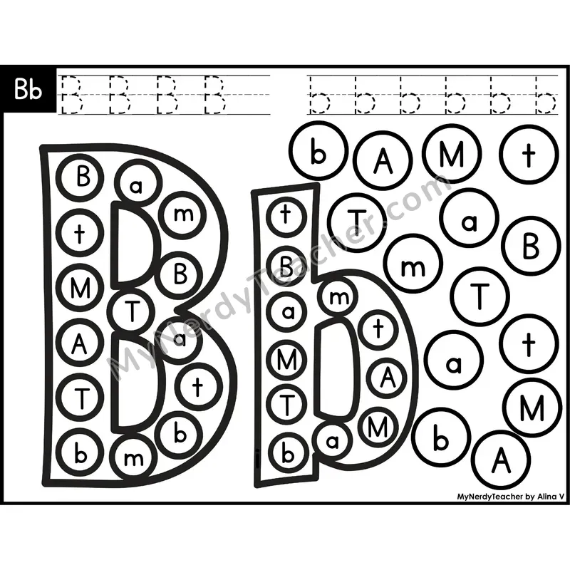 Letter Bb Dab a Dot Worksheet — Uppercase and Lowercase Letter Recognition