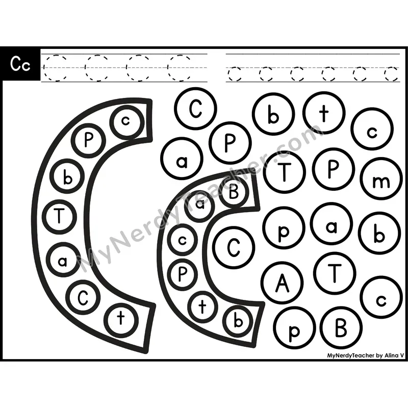 Letter Cc Dab a Dot Worksheet — Uppercase and Lowercase Letter Recognition