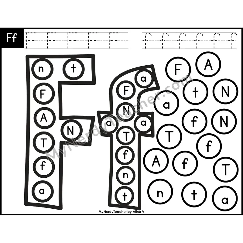 Letter Ff Dab a Dot Worksheet — Uppercase and Lowercase Letter Recognition