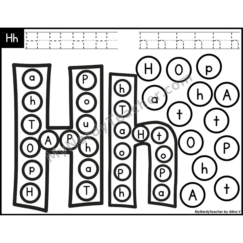 Letter Hh Dab a Dot Worksheet — Uppercase and Lowercase Letter Recognition