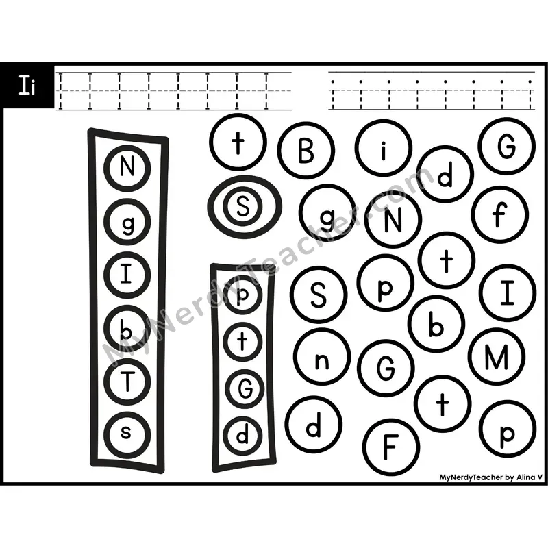 Letter Ii Dab a Dot Worksheet — Uppercase and Lowercase Letter Recognition