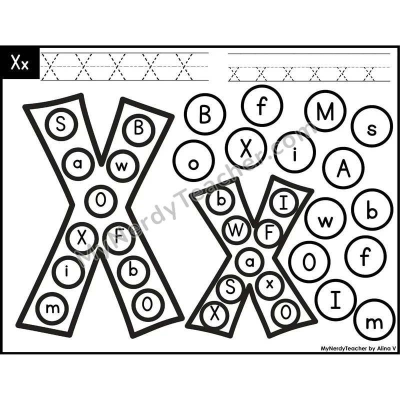 Letter Xx Dab a Dot Worksheet — Uppercase and Lowercase Letter Recognition