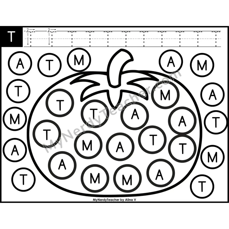 Uppercase Letter T Dab a Dot Worksheet — Capital Letter Recognition Center
