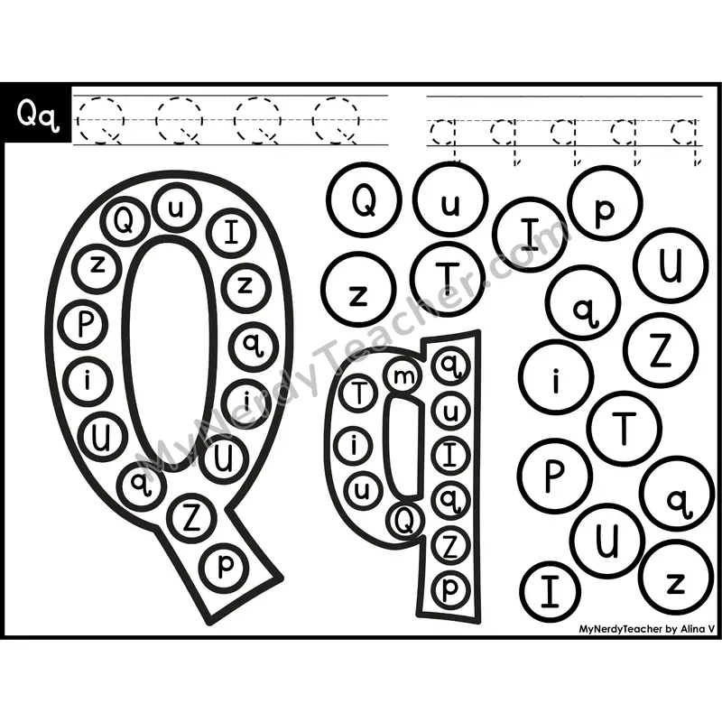 Letter Qq Dab a Dot Worksheet — Uppercase and Lowercase Letter Recognition