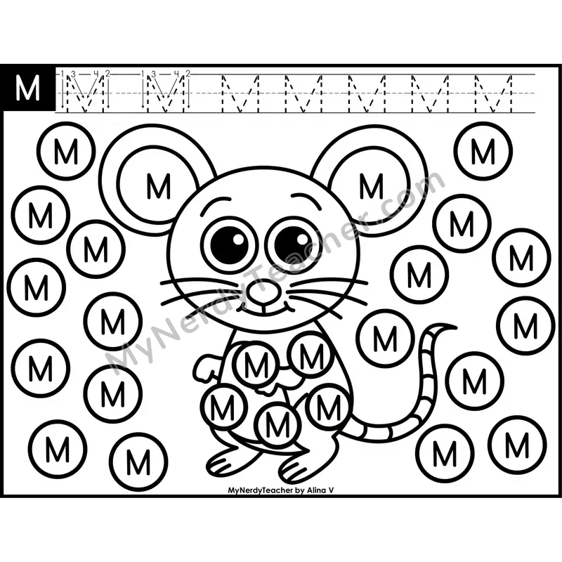 Uppercase Letter M Dab a Dot Worksheet — Capital Letter Recognition Center