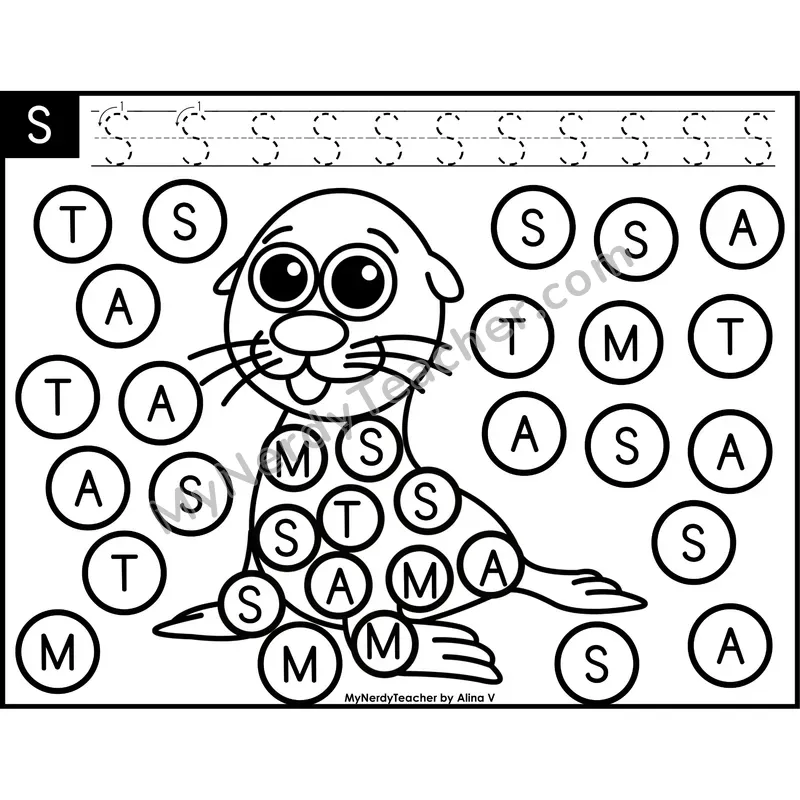 Uppercase Letter S Dab a Dot Worksheet — Capital Letter Recognition Center