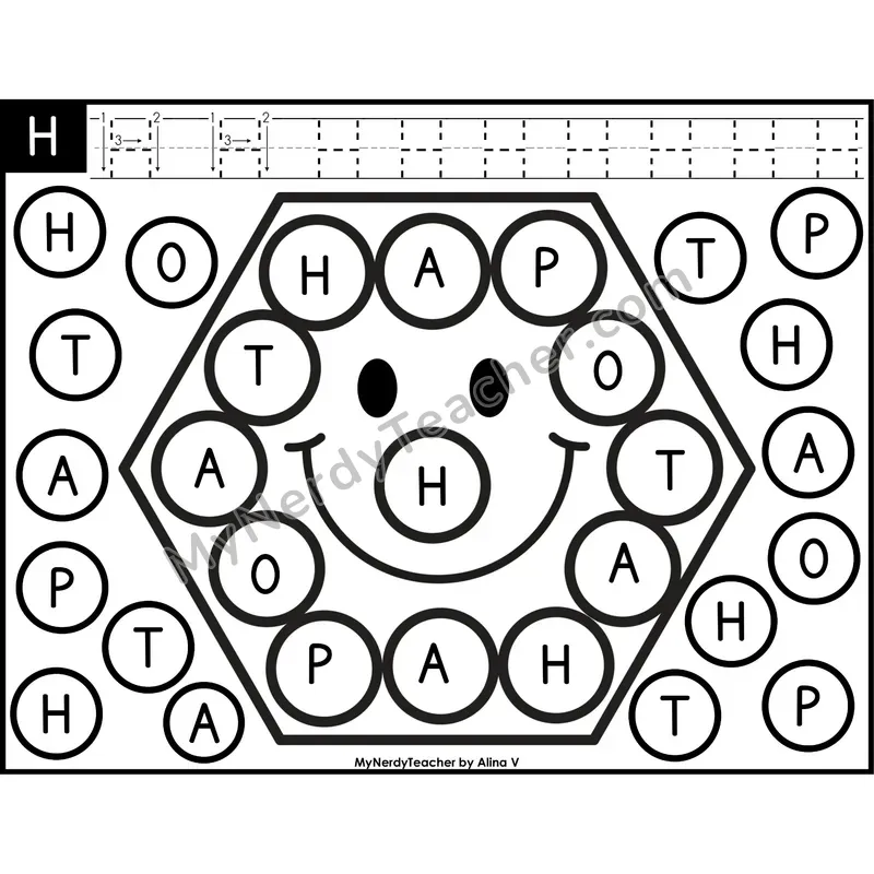 Uppercase Letter H Dab a Dot Worksheet — Capital Letter Recognition Center