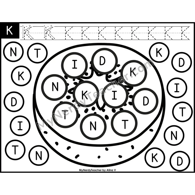 Uppercase Letter K Dab a Dot Worksheet — Capital Letter Recognition Center
