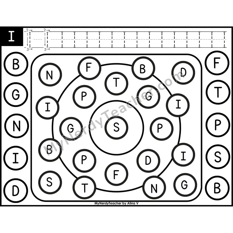 Uppercase Letter I Dab a Dot Worksheet — Capital Letter Recognition Center