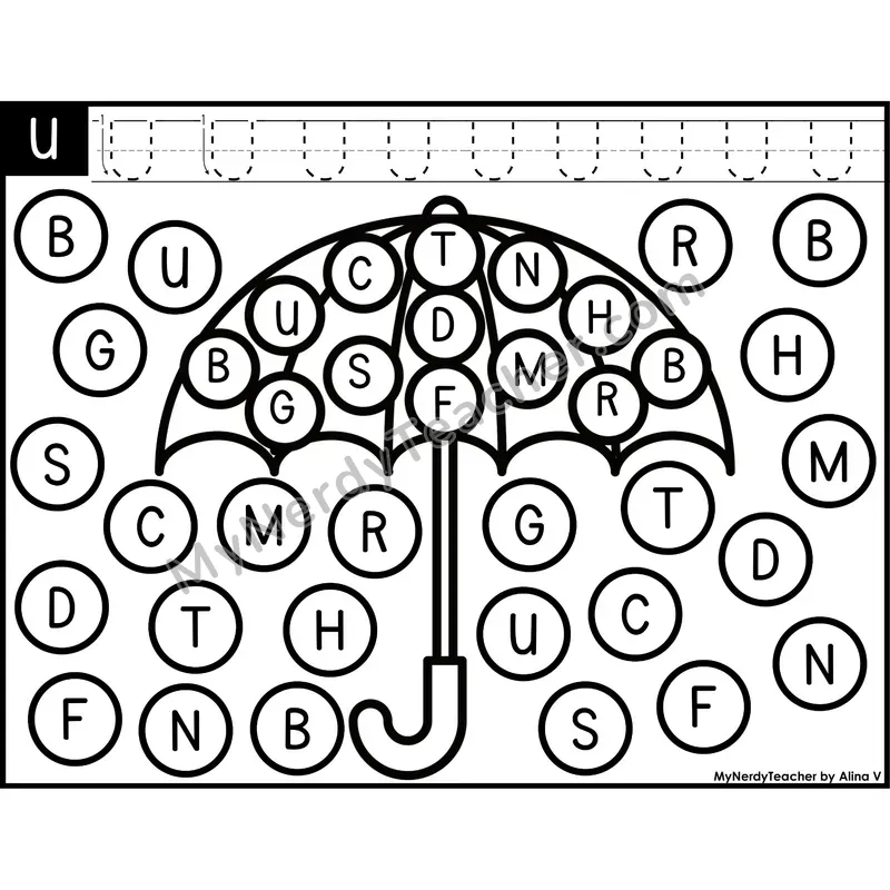 Uppercase Letter U Dab a Dot Worksheet — Capital Letter Recognition Center