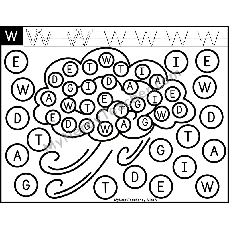 Uppercase Letter W Dab a Dot Worksheet — Capital Letter Recognition Center