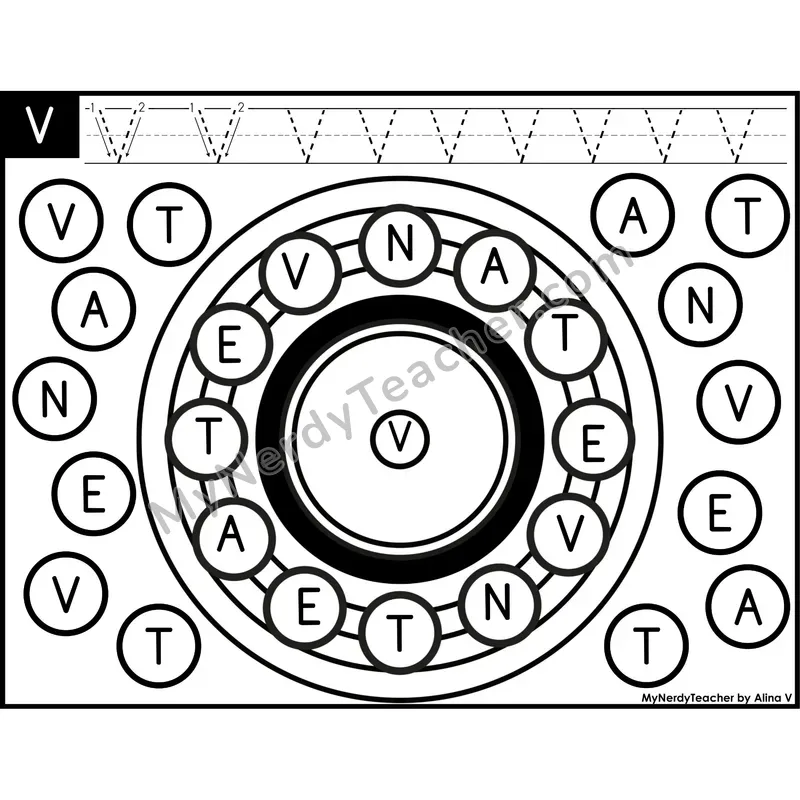 Uppercase Letter V Dab a Dot Worksheet — Capital Letter Recognition Center