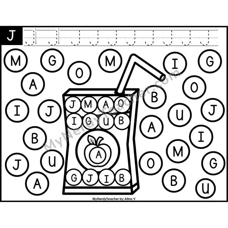 Uppercase Letter J Dab a Dot Worksheet — Capital Letter Recognition Center