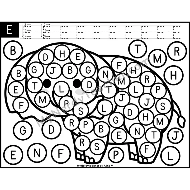 Uppercase Letter E Dab a Dot Worksheet — Capital Letter Recognition Center