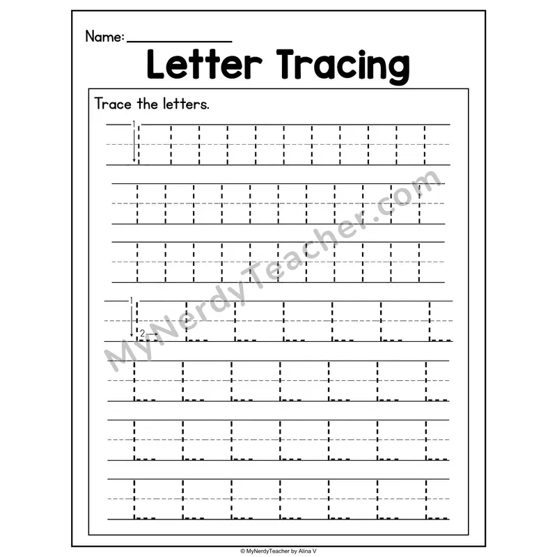 Letter Ll Tracing Worksheet — Uppercase and Lowercase Letter Formation