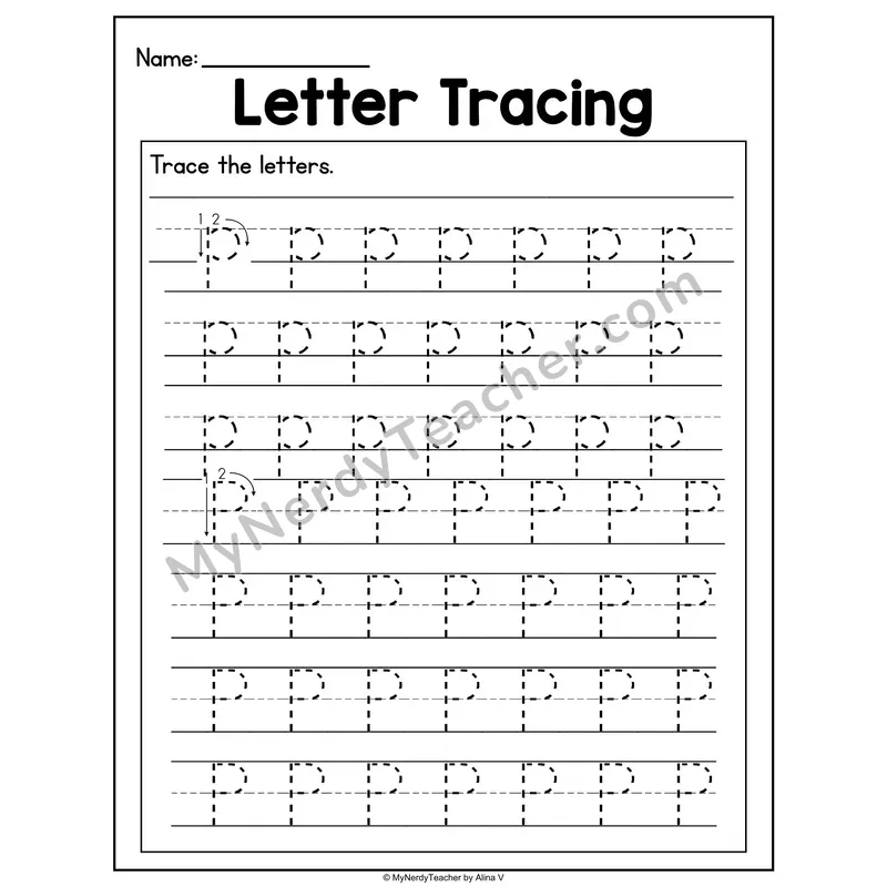 Letter Pp Tracing Worksheet — Uppercase and Lowercase Letter Formation