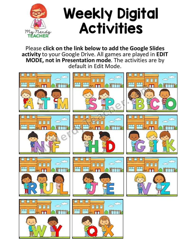 Weekly Digital Alphabet Activities — Letter Group Google Slides