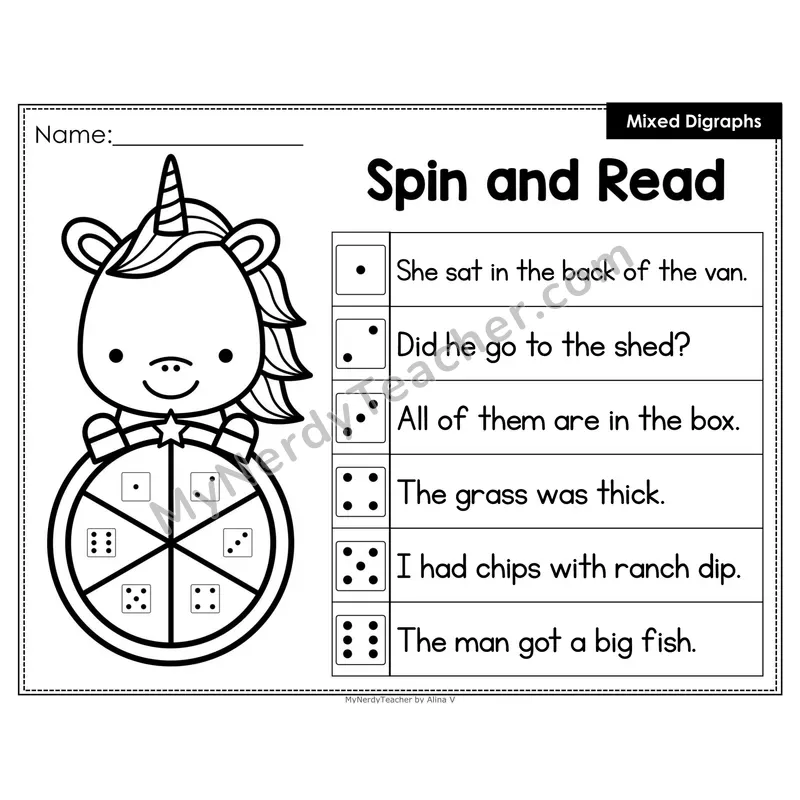 Spin and Read Phonics Sentences — Mixed Digraphs