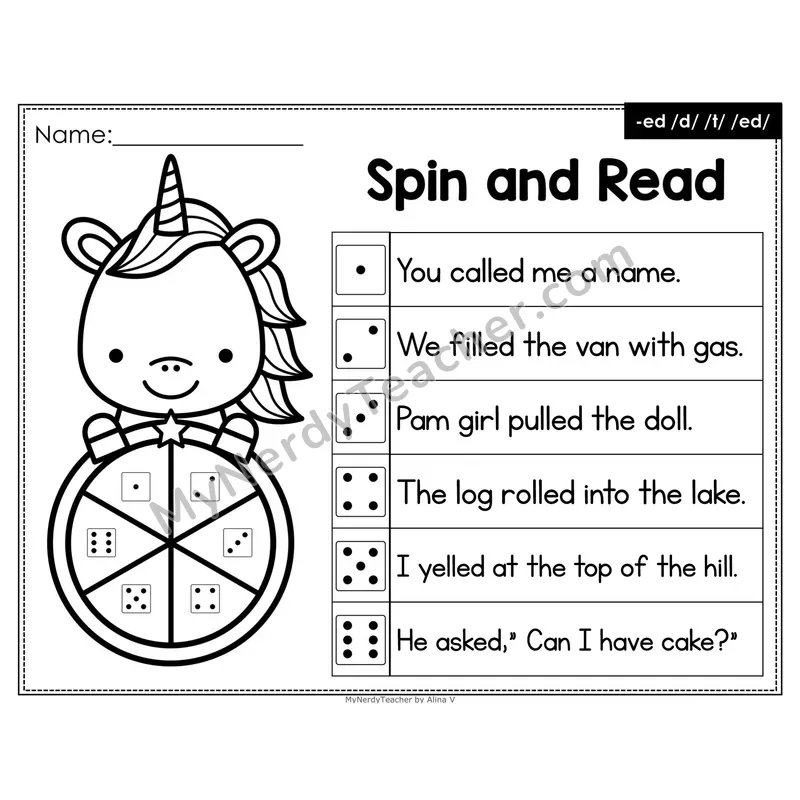 Spin and Read Phonics Sentences — Inflectional -ed