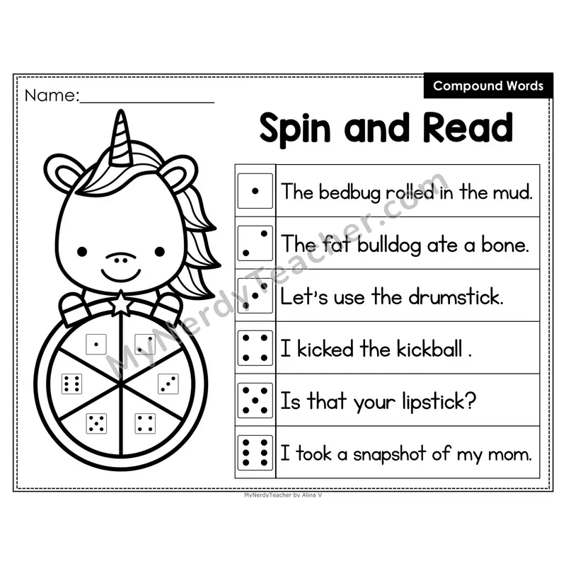 Spin and Read Phonics Sentences — Compound Words