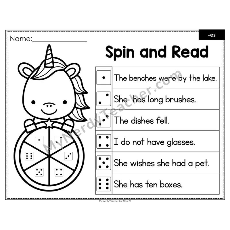 Spin and Read Phonics Sentences — Inflectional -es