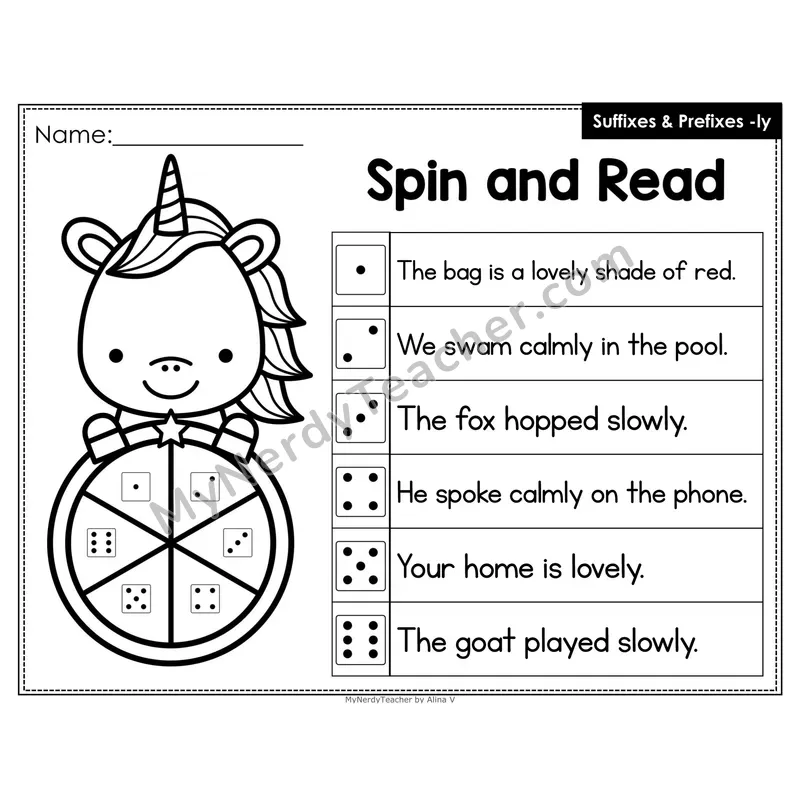 Spin and Read Phonics Sentences — Suffix -ly