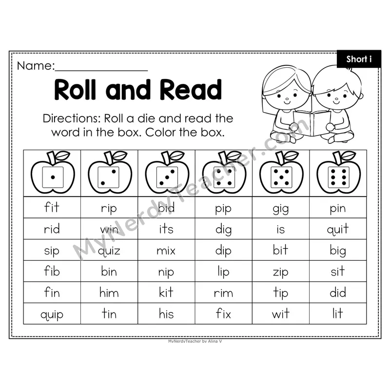 Roll and Read Phonics Words — Short i CVC Words